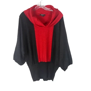 STYLE & CO. Cowl Neck Sweater Top Womens XL Red Black Shimmer Festive Dolman - Picture 1 of 12