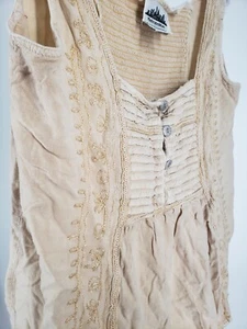 Metropolitan Blouse Shirt Tank Top Tunic Embroidered Smocked Size L - Picture 1 of 8