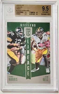 Graded FRANCO HARRIS LE'VEON BELL 2016 Elite Lineage Green PITTSBURGH STEELERS - Image 1 of 3