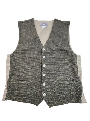 The Territory Ahead Men M Wool Blend Vest Brown Green Black Woven Thick 6 Button - Image 1 of 4