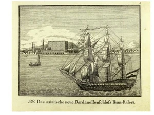 DAS NEUE DARDANELENSCHLOSS KUM .KALESI,  Federlitho a.Bildergalerie Jugend - Foto 1 di 3