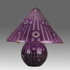 Early 20th Century Etched and Enameled Art Deco Lamp by Daum Frères