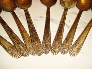 Vintage alter Krone Teelöffel Lot 7 Silber Teller Versilbert Löffel 6,3" - Bild 1 von 4