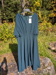 Forest Green Chiffon Flowy Dress FlyCurvy 4XL NWT - Picture 1 of 4