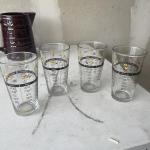 4er Pack Vintage Cocktail Getränk Rezept Mixer Gläser Tumbler Barware 6" Shaker - Bild 1 von 6