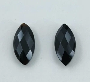 Schwarzer Onyx Marquise Briolette passendes Paar lose Edelsteine für Schmuckherstellung - Bild 1 von 16