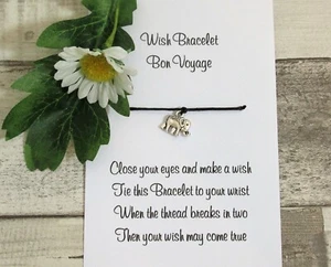 Bon Voyage Wish Bracelet Friendship Gift Elephant Anklet Holiday Travel Gap Year - Picture 1 of 4