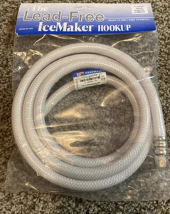 Ice Lead Free Ice Maker Hookup Line S#49599 5' 1/4c x 1/4c Poly Braided Made USA - Picture 1 of 5