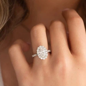 Engagement Platinum Ring 950 2.10 Ct Oval Cut Lab Created IGI Diamond 5 6 7 - Picture 1 of 12