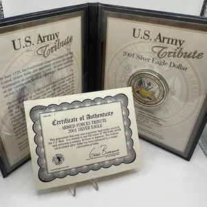2001 US ARMY TRIBUTE COLORIZED UNITED STATES 1 OZ .999 SILVER AMERICAN EAGLE - Picture 1 of 5