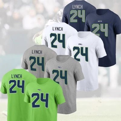 LO ÚLTIMO - Marshawn Lynch #24 Seattle Seahawks 2025 nombre y número del jugador para fanáticos Foto 1 de 3