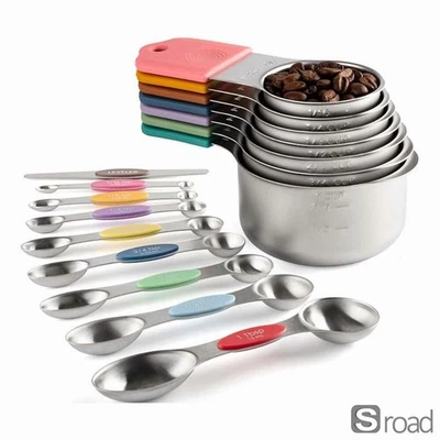 16-Piece Magnetic Measuring Cups & Spoons Set, Stainless Steel Stackable - Image 1 of 4
