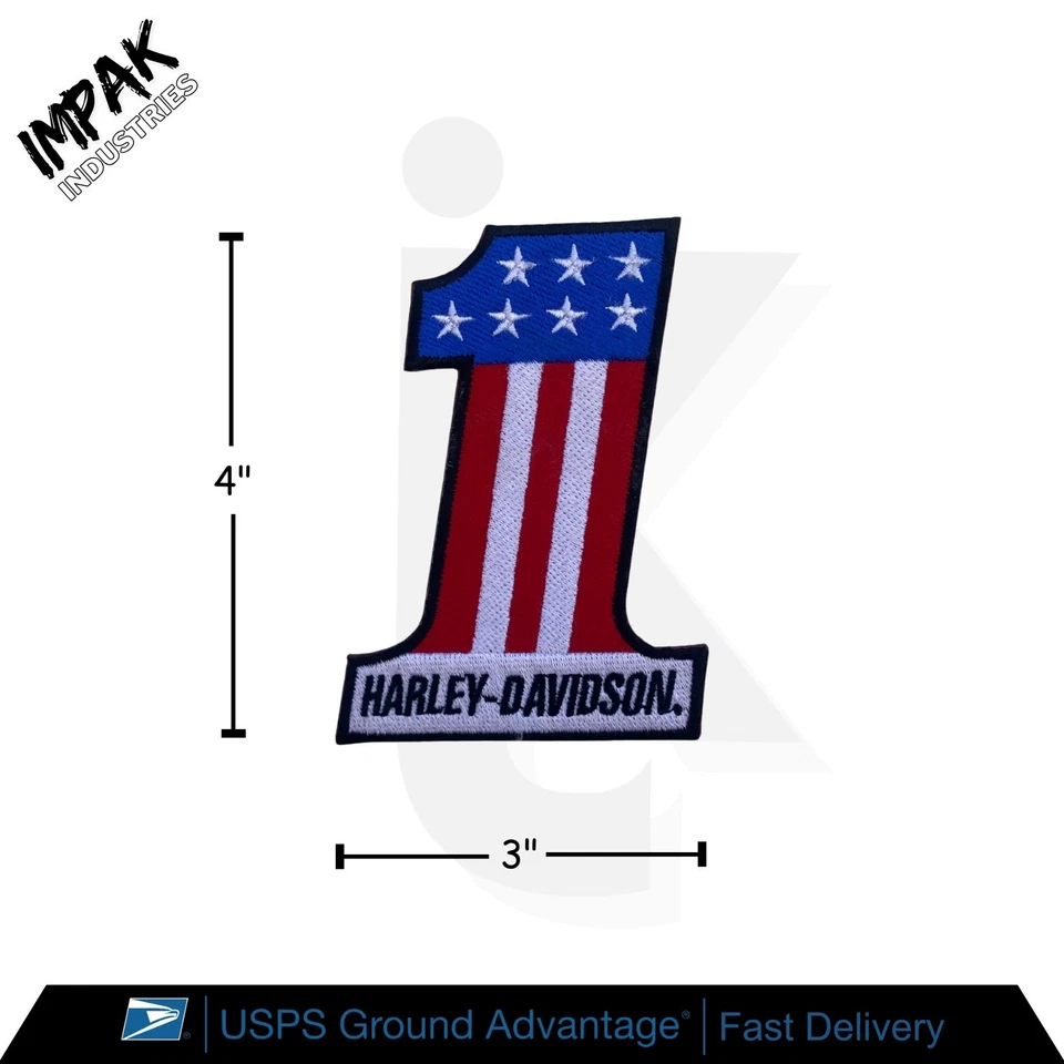 Parche pequeño Harley Davidson American Number # 1 parche bordado para planchar de 3x4" Foto 1 de 4