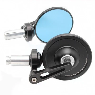 Cafe Racer Black Round End Bar Side Mirrors For CB300R CB1000R CB650R CB190R - Image 1 of 4