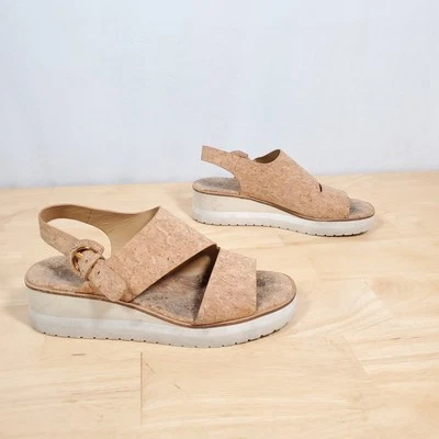 Sandalias de cuña Vince Shelby de corcho para mujer talla 8 plataforma con correa marrón tostado natural Foto 1 de 4
