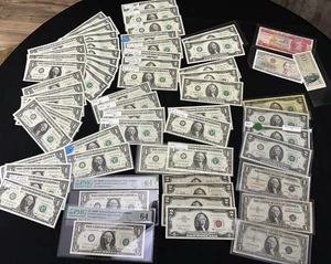U S Currency Lot, Framed Full Sheet 1995 $2, Silver Certificates, Low Serial #s - Picture 1 of 4