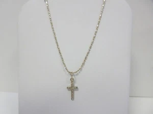 14k Solid Gold Cross Necklace Christian Spiritual Jewelry Custom Chain 16" PN067 - Picture 1 of 5
