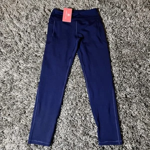 NWT Aenlley Active Leggings 2 Pockets Blue Workout Pants Exercise Yoga Girls M - Picture 1 of 15