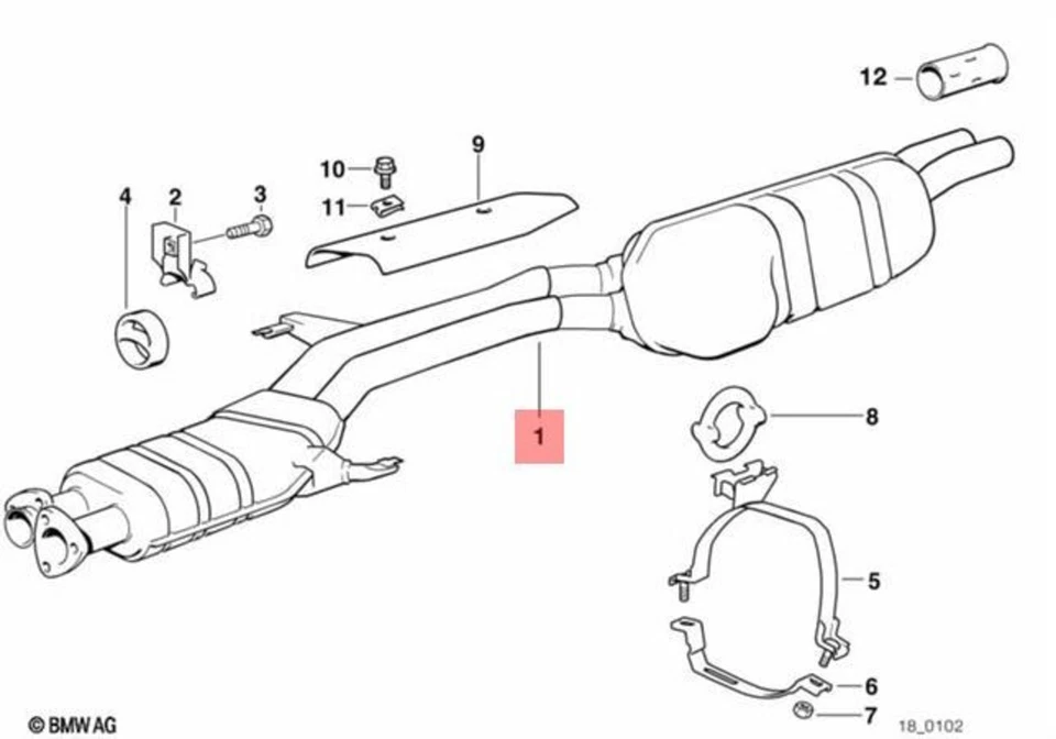 Sistema de escape original BMW E24 E28 535i 635CSi M535i cupé sedán 18121709400 Foto 1 de 1