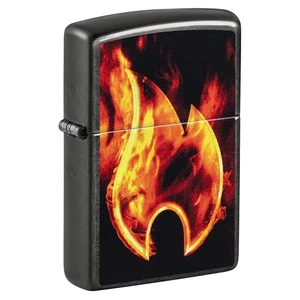Original Zippo Fiery Flame Design Lighter - Classic Grey, Windproof, Made in USA - Picture 1 of 6