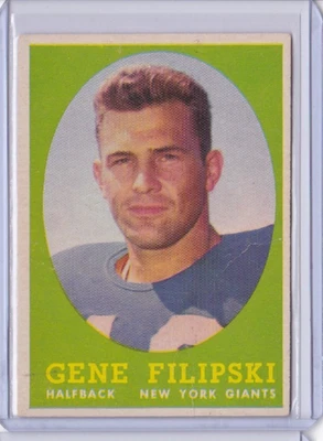 1958 TOPPS FOOTBALL #1 GENE FILIPSKI RC NEW YORK GIANTS ID9 - Image 1 of 2