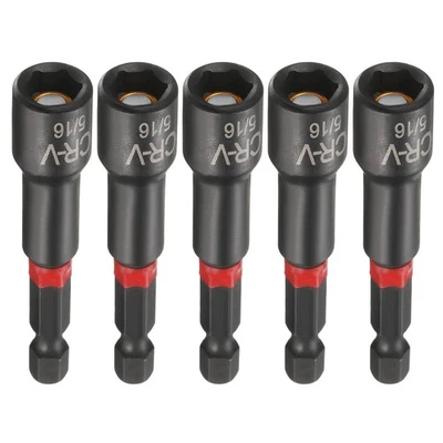 5pcs Nut Driver Drill Bits 5/16 Inch Socket 1/4" Hex Shank 3" Magnetic Setter Foto 1 de 4