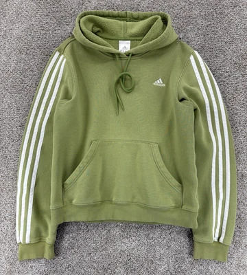 Sudadera con capucha vintage ADIDAS tres rayas para mujer M Chartreuse verde suave felpa polar Foto 1 de 4