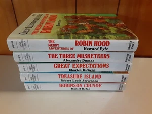 Lot Of 5 Great Illustrated Classics Books Treasure Island, Robinson Crusoe - Picture 1 of 10