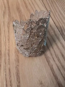 Antique Art Nouveau Flower Cuff Bracelet GoldTone - Picture 1 of 7