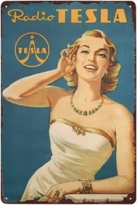 Insegna in metallo - Radio TESLA (pubblicità d'epoca) - Foto 1 di 9