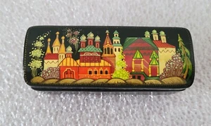 Vintage Russian Lacquer Box Kholui Uglich USSR Soviet Russia Small Beautiful Box - Picture 1 of 11