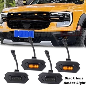 4pcs Black Front Grille Lights LED Amber w/ harness For Ford Ranger T9 2023-2024 - Foto 1 di 12