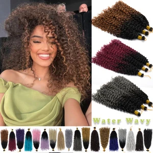 20 Colors Wavy Water Wave Braids Afro Deep Curly Crochet Hair Extension as Human - Picture 1 of 40