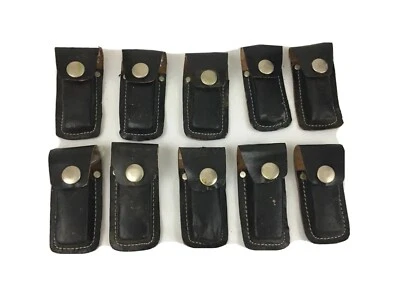 Lote De Colección De 10 Cuchillos De Colección De Hoja De Bloqueo De Acero Inoxidable con Estuche De Transporte De Cuero Foto 1 de 4