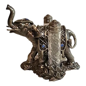 Lenox Elephant Crystal Salt Pepper Shakers Silver Majesty 2008 Retired Trunk Up - Picture 1 of 12