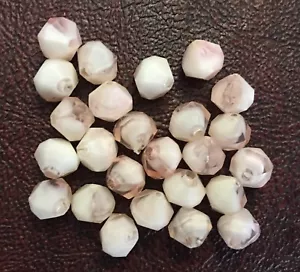 Vintage Light Pink w White Bi Color Faceted Bicone Lantern Orbit Lucite Bead Lot - Picture 1 of 5