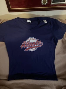 Atlanta Braves Port Co. T-Shirt Womens Small Blue Slim Fit V-Neck Baseball Light - Picture 1 of 4