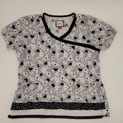 Blusa Médica Mary Engelbreit Para Mujer Talla MED Corazones y Flores Enfermería Veterinaria  Foto 1 de 4