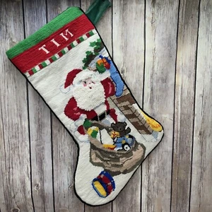 Weihnachtsstrumpf Nadelspitze Weihnachtsmann monogrammiert *TIM* - Bild 1 von 9