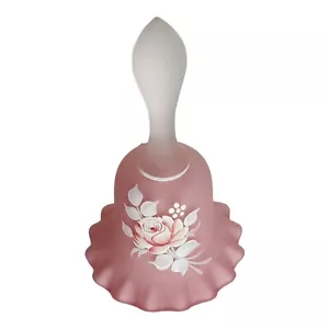 Authentic Hand Made WESTMORELAND Pink Mist Bell White Floral Decoration Signed, - Picture 1 of 11