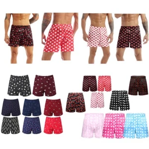 Herren Neuheit seidig Boxershorts Lippen Herzdruck Schlaf Pyjama Shorts Unterwäsche - Bild 1 von 182