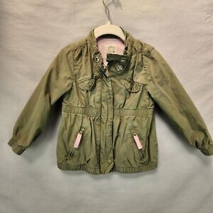 Old Navy Girls Toddler Zip Up Jacket 3T Green Pink Pockets Snaps