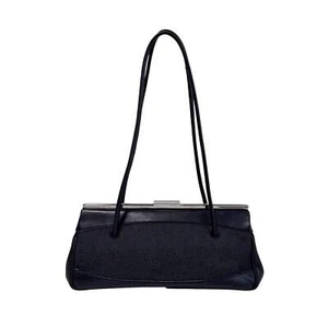 GUCCI Black Leather x Denim Silver Hardware Shoulder Bag - Picture 1 of 20
