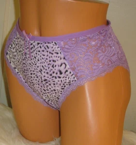 Panties Lingerie Animal Print & Purple Lace Brief,  Size 1XL / 2XL Adult Gift - Picture 1 of 7