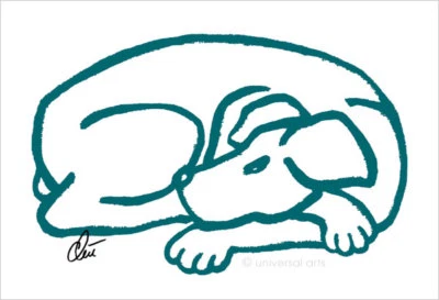 JACQUELINE DITT - Dog Petrol Original Druck Grafik signiert Bilder Hund Hunde - Bild 1 von 3