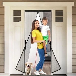 Magnetic Screen Door (34 X 81 Inch, Black) Fits Door Size 32" X 80", Heavy-Duty - Picture 1 of 7