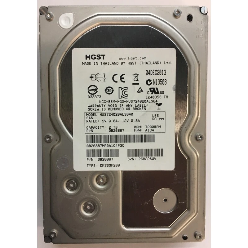 HGST 0B26887 2TB 7.2K 3.5" SAS HDD – Enterprise-Class Server Hard Drive - Image 1 of 1