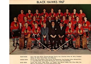 VINTAGE ORIGINAL 1967 CHICAGO BLACK HAWKS 8.5X11 TEAM PHOTO HULL MIKITA MAKI - Picture 1 of 2