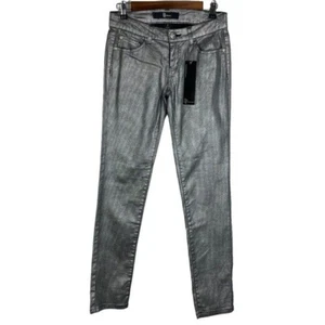 CP Jeans Gray Silver Metallic Skinny Jeans Women's Junior 5 Low Rise NEW - Picture 1 of 10