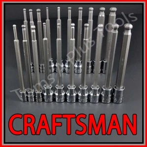 CRAFTSMAN 20 piezas 1/4 3/8 SAE MÉTRICO Extremo de bola largo Hexagonal Juego de llaves de trinquete   - Imagen 1 de 3